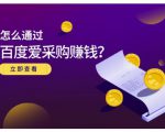 大王·怎么通过百度爱采购赚钱,已经通过百度爱采购完成200多万的销量-大兵轻创资源库