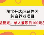 淘宝开店ps证件照，纯白养老项目，单人兼职稳定日100元(教程+软件+素材)-大兵轻创资源库