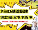 新手0基础搭建微信恋爱话术小程序，一单赚几百【视频教程+小程序源码】-大兵轻创资源库