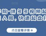 久歌商学院·拼多多视频起店,实现蓝海项目入局,快速起盘打爆店铺-大兵轻创资源库