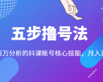 五步撸号法,掌握百万分析的抖课账号核心技能,从逻辑到实操-大兵轻创资源库