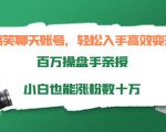 搞笑聊天账号，轻松入手高效变现，百万操盘手亲授，小白也能涨粉数十万-大兵轻创资源库
