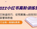 2022小红书高阶训练营:爆文制造技巧,低预算高roi投放技巧,内容营销思维-大兵轻创资源库