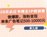28天小红书博主IP特训营《第9期》做爆款,涨粉变现 单条广告笔记500-10000-大兵轻创资源库