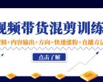 短视频带货混剪训练营:底层逻辑+内容输出+方向+快速涨粉+直播方法-大兵轻创资源库