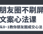 朋友圈不刷屏文案心法课 人人都要懂的商业逻辑 从0~1教你朋友圈成交心法-大兵轻创资源库