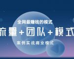 王冲老师《流量+团队+模式》商业模式实战课,全网最赚钱的模式-大兵轻创资源库