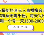 2023最新抖音无人直播撸音浪项目，0粉丝无需千粉，每天1小时，实测一个号一天1500-2000元-大兵轻创资源库