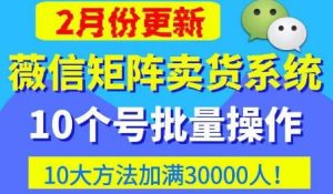 微信矩阵卖货系统,多线程批量养10个微信号,10种加粉落地方法,快速加满3W人卖货!-大兵轻创资源库