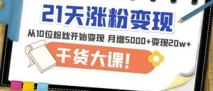 21天精准涨粉变现干货大课：从10位粉丝开始变现月增5000+变现20w+-大兵轻创资源库