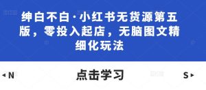 绅白不白·小红书无货源第五版,零投入起店,无脑图文精细化玩法-大兵轻创资源库