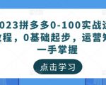 2023拼多多0-100实战运营教程,0基础起步,运营知识一手掌握-大兵轻创资源库