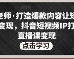 不韦老师·打造爆款内容让短视频快速变现,抖音短视频IP打造及直播课变现-大兵轻创资源库