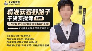 杨光·精准获客野路子，黑科技快速获取精准客户，这也许是全网最低的获客方法了-大兵轻创资源库