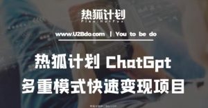热狐计划:王大陆ChatGpt多重变现实操课,多种模式快速变现-大兵轻创资源库