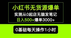 小红书无货源爆单实测从0起店无脑发笔记爆单3000+长期项目可多店-大兵轻创资源库