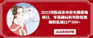 2023男粉高客单价实操落地项目,零基础玩转男粉短视频转私域日产500+-大兵轻创资源库