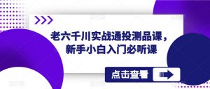 老六千川实战通投测品课,新手小白入门必听课-大兵轻创资源库