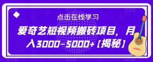 爱奇艺短视频搬砖项目，月入3000-5000+【揭秘】-大兵轻创资源库