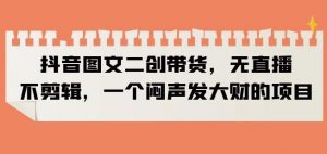 抖音图文二创带货,无直播,不剪辑,一个闷声发大财的项目【揭秘】-大兵轻创资源库