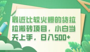 最近比较火爆的货拉拉搬砖项目,小白当天上手,日入500+【揭秘】-大兵轻创资源库
