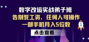 数字改运实战弟子班:告别死工资,任何人可操作,一部手机月入5位数-大兵轻创资源库