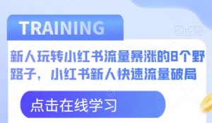 新人玩转小红书流量暴涨的8个野路子,小红书新人快速流量破局-大兵轻创资源库