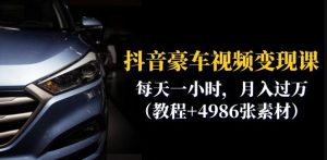 抖音豪车视频变现分享课:每天一小时,月入过万(教程+4986张素材)-大兵轻创资源库