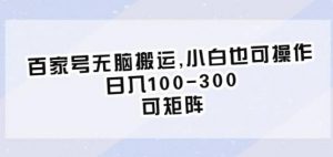 百家号无脑搬运,小白也可操作,日入100-300,可矩阵【仅揭秘】-大兵轻创资源库