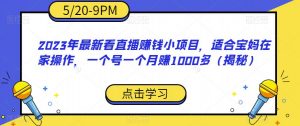 2023年最新看直播赚钱小项目，适合宝妈在家操作，一个号一个月赚1000多（揭秘）-大兵轻创资源库