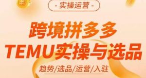 伍跃·跨境拼多多TEMU实操与选品,趋势/选品/运营/入住(27节完整)-大兵轻创资源库