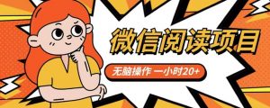微信阅读项目,无脑操作,一小时20+【揭秘】-大兵轻创资源库