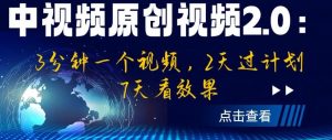 中视频原创视频2.0:3分钟一个视频,2天过计划,7天看效果【揭秘】-大兵轻创资源库