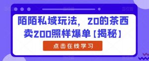 陌陌私域玩法,20的茶西卖200照样爆单【揭秘】-大兵轻创资源库