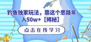 钓鱼独家玩法，靠这个思路年入50w+【揭秘】-大兵轻创资源库