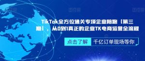 ‎TikTok全方位通关专项企业陪跑【第三期】，从0到1真正的企业TK电商运营全流程-大兵轻创资源库