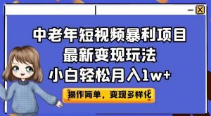 中老年短视频暴利项目最新变现玩法，小白轻松月入1w+【揭秘】-大兵轻创资源库