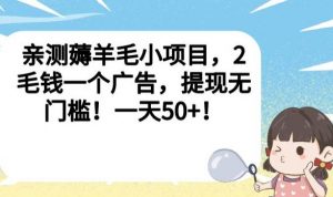 亲测薅羊毛小项目,2毛钱一个广告,提现无门槛!一天50+【揭秘】-大兵轻创资源库
