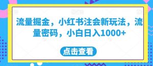 流量掘金,小红书注会新玩法,流量密码,小白日入1000+【揭秘】-大兵轻创资源库