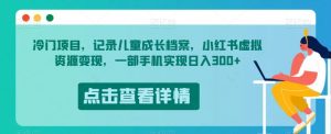 冷门项目,记录儿童成长档案,小红书虚拟资源变现,一部手机实现日入300+【揭秘】-大兵轻创资源库
