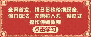 全网首发,拼多多砍价撸现金,偏门玩法,无需拉人头,傻瓜式操作保姆教程【揭秘】-大兵轻创资源库
