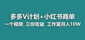 【蓝海项目】多多v计划+小红书商单一个视频三份收益工作室月入10w-大兵轻创资源库