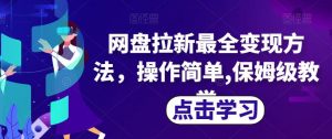 网盘拉新最全变现方法,操作简单,保姆级教学【揭秘】-大兵轻创资源库