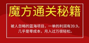 被人忽略的蓝海项目,魔方通关秘籍,一单的利润有39.9,几乎是零成本,月入过万很轻松【揭秘】-大兵轻创资源库
