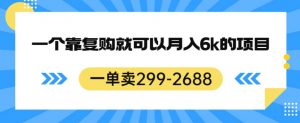 一单卖299-2688，一个靠复购就可以月入6k的暴利项目【揭秘】-大兵轻创资源库