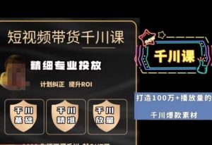 短视频带货-千川专业投放课，​精细化专业投放，计划纠正，提升ROI-大兵轻创资源库