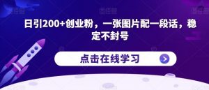 日引200+创业粉,一张图片配一段话,稳定不封号【揭秘】-大兵轻创资源库