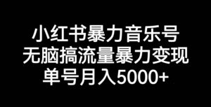 小红书暴力音乐号,无脑搞流量暴力变现,单号月入5000+-大兵轻创资源库