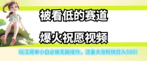 被看低的赛道爆火祝愿视频,玩法简单小白必做无脑操作,流量大涨粉快日入500-大兵轻创资源库