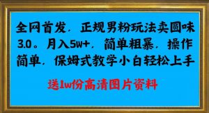 全网首发正规男粉玩法卖圆味3.0，月入5W+，简单粗暴，操作简单，保姆式教学，小白轻松上手-大兵轻创资源库